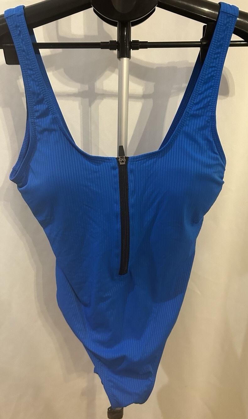 NWT YMI Electric Blue Zip Up One Piece Swim Suit size XL
